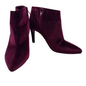 Old Navy Pointed Toe Sexy Chic Wine Red Velvet Heeled Booties Women's Size 7